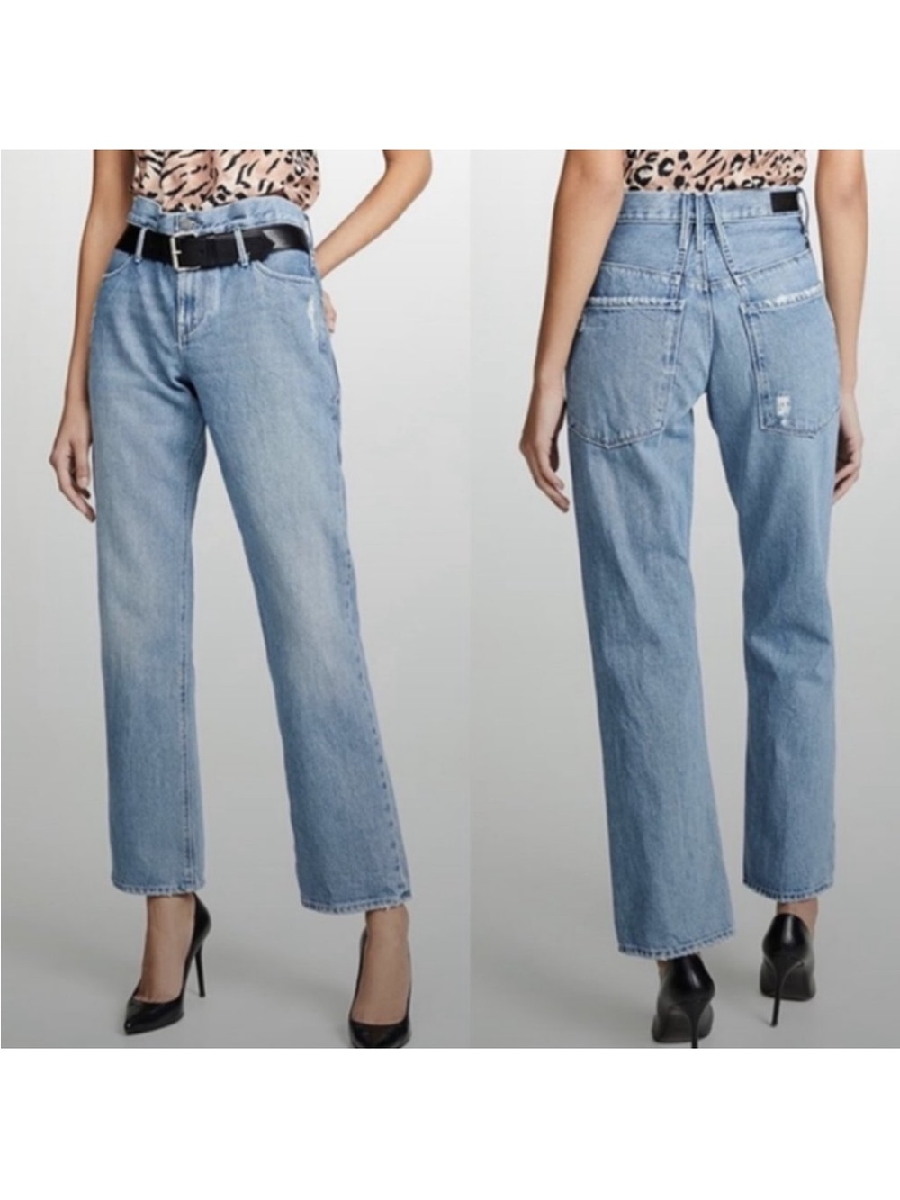 RtA Dexter Belted High Waist Straight Leg Jeans - Size M